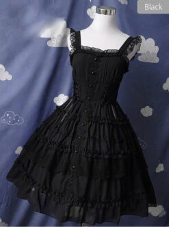 Pure Black And Pure White JSK Classic Lolita Sling Dress -NAUS Lolita Shop 2 500x672 570