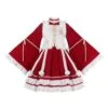 Chinese Style Red Stand Collar Wide Sleeves Detachable Pom Bow-Knot Square Collar Embroidered Vest Classic Lolita Long Sleeve Dress Set