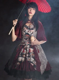 Red-crowned Crane Pattern Chinese Style Classic Lolita Half Sleeve Dress -NAUS Lolita Shop 2 500x672 576