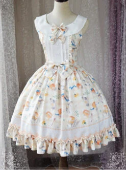 Magic Tea Party Kitty And Orange Sauce Series Classic Lolita Sleeveless Dress Version 1 -NAUS Lolita Shop 2 500x672 58