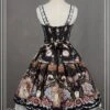 Black Bead Chain Printed Lace Hemline Lolita Dress
