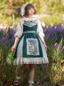 Elegant Embroidered Lace Rose Jacquard Fabric Ruffle Hem Classic Lolita Sleeveless Dress -NAUS Lolita Shop 2 500x672 592