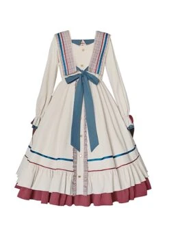 Plaid Collar Star Button Decoration Drawstring Cuffs Elegant Autumn Winter Classic Lolita Long-Sleeved Dress -NAUS Lolita Shop 2 500x672 595