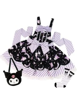 Star Gummy Series Cute Cartoon Sanrio Animal Stripe Print Bowknot Soft Girl Sweet Lolita Suspender Dress Crossbody Bag Socks Set -NAUS Lolita Shop 2 500x672 60