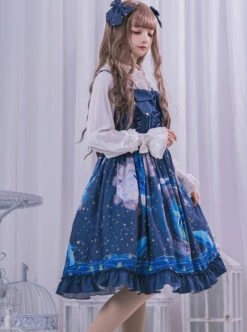 Nebula Whale Series JSK Classic Lolita Blue Sling Dress -NAUS Lolita Shop 2 500x672 609