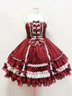 Palace Style Bowknot Lace Classic Lolita Sling Dress -NAUS Lolita Shop 2 500x672 620