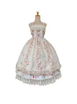 Flower Floral Printing JSK Mid-Length Elegant Classic Lolita Lace Sleeveless Dress -NAUS Lolita Shop 2 500x672 636