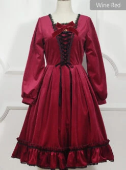 Little Red Riding Hood Series Retro Fairy Style OP Gothic Lolita Long Sleeve Dress -NAUS Lolita Shop 2 500x672 668