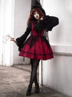Court Style Retro Fishbone Breast Support Three-Dimensional Jacquard Long Sleeve Gothic Lolita Dress -NAUS Lolita Shop 2 500x672 688