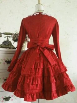 Palace Style Retro Lace Long Sleeve Wine Red Gothic Lolita Dress -NAUS Lolita Shop 2 500x672 696