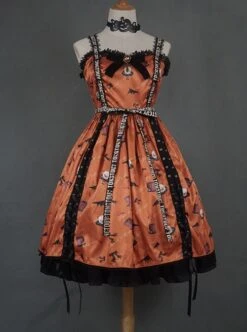 Sweet Cool Girly Halloween Clown Print Spider Web Decoration Lace Gothic Lolita Sleeveless Dress -NAUS Lolita Shop 2 500x672 703