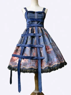 Midnight Magic Series Gothic Style Graphic Print Decoration Personalized Pendant Cloth Strip Lolita Slip Dress -NAUS Lolita Shop 2 500x672 704