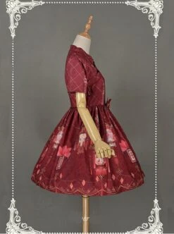 Dark Red Short SleevesPleated Skirt Qi Lolita Dress - Chinese Palace Lanterns -NAUS Lolita Shop 2 500x672 720
