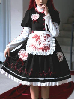 Scarlet Cross Series OP Conventional Style Halloween Nurse Blood Printing Gothic Lolita Long Sleeve Dress -NAUS Lolita Shop 2 500x672 732