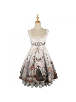 Black Fairy Tale Series JSK Darkness Printing Retro Gothic Lolita Sling Dress -NAUS Lolita Shop 2 500x672 748