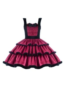Lilith Series Playful Sexy Velvet Princess Three-Section Cake Skirt Gothic Lolita Sleeveless Dress -NAUS Lolita Shop 2 500x672 763