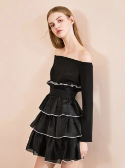 Black Off-shoulder Gothic Lolita Long Sleeve Dress -NAUS Lolita Shop 2 500x672 775