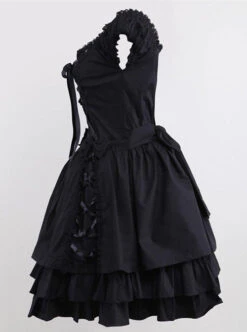 Pure Cotton Black And Lace Gothic Lolita Sleeveless Dress -NAUS Lolita Shop 2 500x672 780