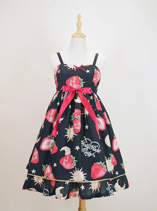 Strawberries Floating In The Universe Series High Waist Version Sweet Lolita Sleeveless Dress 2 Strawberries Floating In The Universe Series High Waist Version Sweet Lolita Sleeveless Dress - Image 2