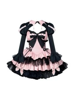 Demon Contract Series Sexy Spring Summer Contrast Color Sweet-Cool Girl Halloween Gothic Lolita Sleeveless Dress Suit -NAUS Lolita Shop 2 500x672 801