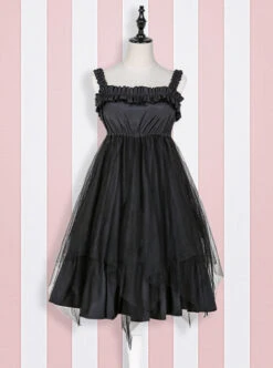 High Waist Flounce Gothic Lolita Sling Dress -NAUS Lolita Shop 2 500x672 813