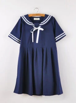 Navy Style Loose Short Sleeve School Lolita Dress 15 Navy Style Loose Short Sleeve School Lolita Dress -NAUS Lolita Shop 2 500x672 817