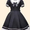 Navy Collar Bowknot School Lolita Short Sleeve Dress
