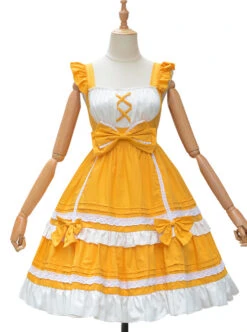 Candy House Series JSK Pure Color Bowknot Sweet Lolita Sling Dress -NAUS Lolita Shop 2 500x672 848