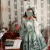Magic Tea Party Western Style Dress Workshop Series Printing Long Puff Sleeve Classic Lolita Dress