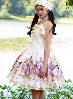 Magic Tea Party Flowers And Birds Poetry Series Sweet Lolita Sling Dress -NAUS Lolita Shop 3 500x672 1056