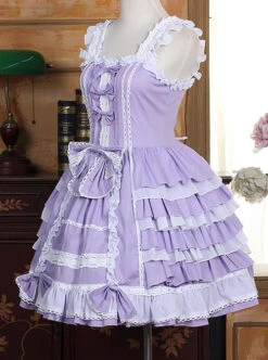 Lace Purple Bowknot Sweet Lolita Sling Dress -NAUS Lolita Shop 3 500x672 1131