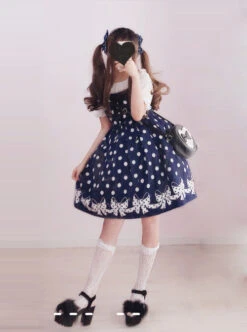 Wave Point Bowknot Sweet Lolita Sling Dress -NAUS Lolita Shop 3 500x672 1156