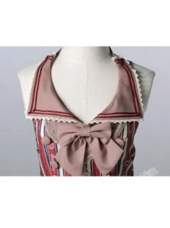 Wine Red Lapel Print Lolita Sleeveless Dress -NAUS Lolita Shop 3 500x672 1185