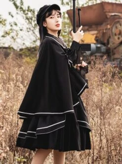 Loyal Chariot Series Military Style Handsome Detachable Brooch Irregular Hem Design Punk Lolita Long-Sleeved Dress Set -NAUS Lolita Shop 3 500x672 1187
