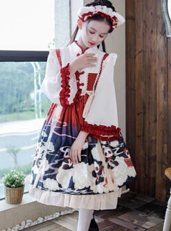 Cute Panda Series Printing Chinese Style Autumn Winter Children Sweet Lolita Kids Long Sleeve Dress -NAUS Lolita Shop 3 500x672 1236
