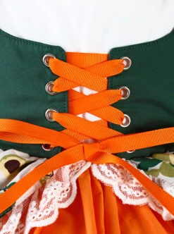 Floral-Print Pleated Lace Hem Cross-Strap Vest Design Lace Doll Neckline Classic Lolita Kid Orange Dress -NAUS Lolita Shop 3 500x672 1252