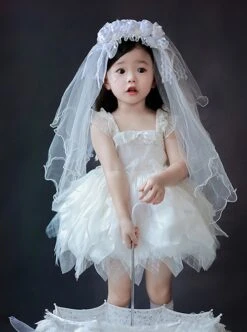 White Rose Rhombus Embroidery Irregular Hem Bow Decoration Classic Lolita Kids Sleeveless Dress -NAUS Lolita Shop 3 500x672 1267