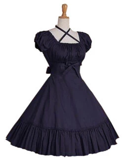 Cotton Ruffles Short Sleeve Bow Classic Lolita Dress -NAUS Lolita Shop 3 500x672 13