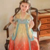 Chinese Style Flowy Vintage Silk Streamers Exquisite Embroidery Pearl Decoration Gradient Hem Kids Dress