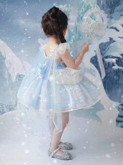 Castle Pattern Decoration Snowflake Sequins Ruched Lace Mesh Trim Classic Lolita Kid Princess Slip Dress -NAUS Lolita Shop 3 500x672 1302