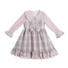 Doll Collar Bowknot Children School Lolita Kids Plaid Long Sleeve Dress