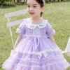Tulle Lace Doll Collar Light Purple Children Sweet Lolita Short Sleeve Dress