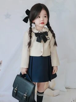 College Style Simple All-Match Sleeveless Dress Lapel Long-Sleeved Coat School Lolita Kids Suit -NAUS Lolita Shop 3 500x672 1386
