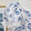 Blue Rose Flower Print Decoration Pleated Lace Jacquard Bow Hem White Doll Neckline Classic Lolita Kid Dress