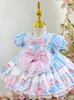 Bear Print Bowknot Decoration Cute Doll Dress Sweet Lolita Kids Dress -NAUS Lolita Shop 3 500x672 1393