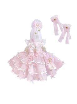 Ice Snow Galaxy Palace Princess Baby Cute Puffy Birthday Party Bowknot Lace Sweet Lolita Dress JSK -NAUS Lolita Shop 3 500x672 1406