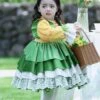 Fresh Autumn Winter Velvet Bow Lace Cuffs Jacquard Irregular Hem Design Classic Lolita Christmas Kids Long Sleeve Dress