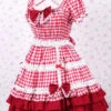 Cotton Red Plaid Ruffle Sweet Lolita Short Sleeve Dress