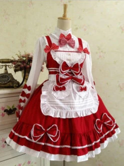 Red And White Lace Bowknot Sweet Lolita Dress Set -NAUS Lolita Shop 3 500x672 1435