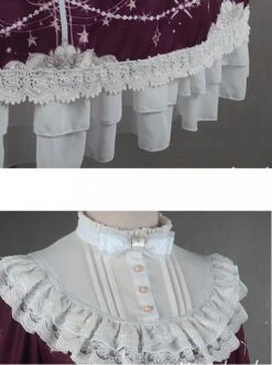 Wine Red Lovely Stand-up Collar Detachable Cuff Aquarius Printed Dress -NAUS Lolita Shop 3 500x672 1436